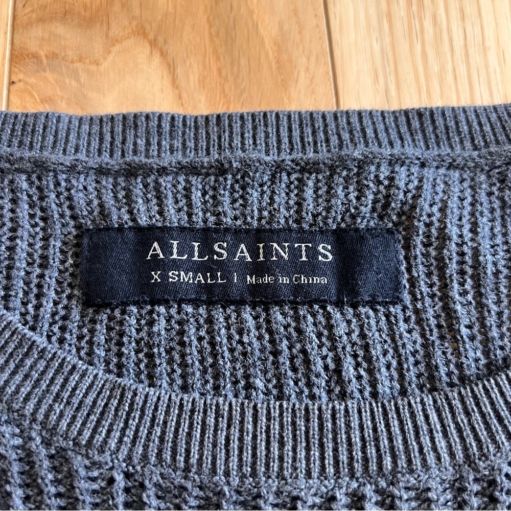 AllSaints Men’s Metz Long Sleeve Crew Neck Knit Dark Gray Sweater Size XS - Picture 2 of 8